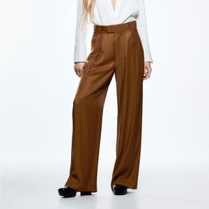 Zara white leg satin effect pants. New with tags. Size M